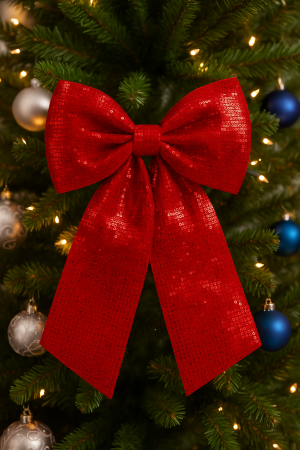 Fundita decorativa mare cu paiete pentru bradul de Craciun, 39x47 cm, rosu [1]