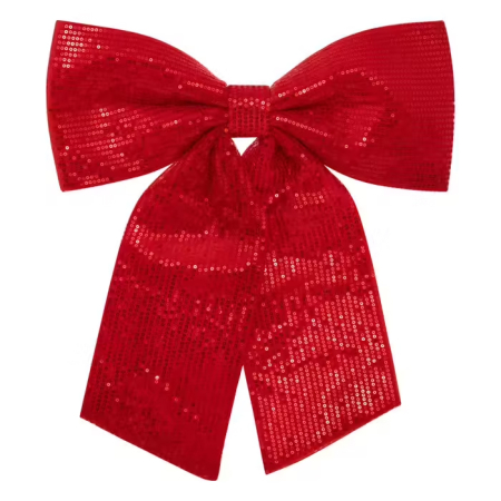 Iarna - Fundita decorativa mare cu paiete pentru bradul de Craciun, 39x47 cm, rosu