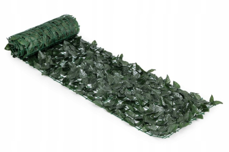 Gard artificial decorativ 50x300 cm, frunze ornamentale, protectie UV si intemperii, plastic PVC, verde inchis [9]
