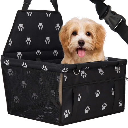 Geanta auto de transport animale de companie, caini si pisci, negru, 40x43x30cm [10]