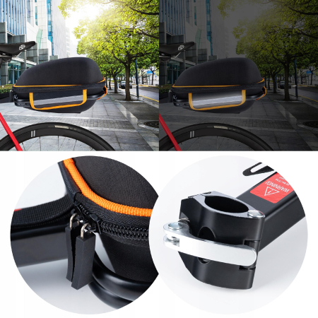 Geanta bicicleta cu prindere pe portbagaj tija sa 28x19x17 cm, 10L, poliester, borseta spate cu suport aluminiu, negru [3]