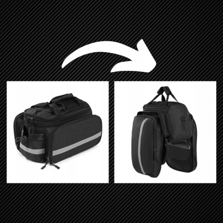 Geanta bicicleta spate 32x17x28 cm, 30L, extensibila, poliester impermeabil, cu elemente reflectorizante, negru [2]