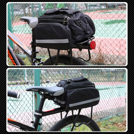 Geanta bicicleta spate 32x17x28 cm, 30L, extensibila, poliester impermeabil, cu elemente reflectorizante, negru [14]