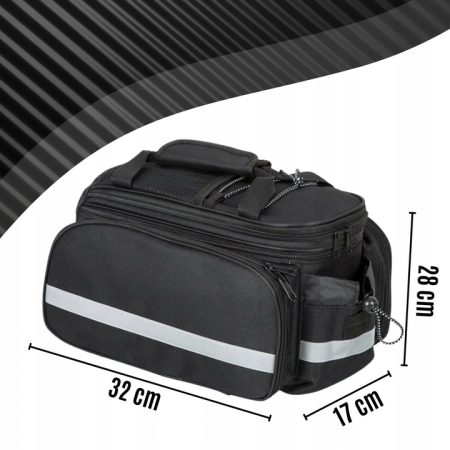 Geanta bicicleta spate 32x17x28 cm, 30L, extensibila, poliester impermeabil, cu elemente reflectorizante, negru [3]