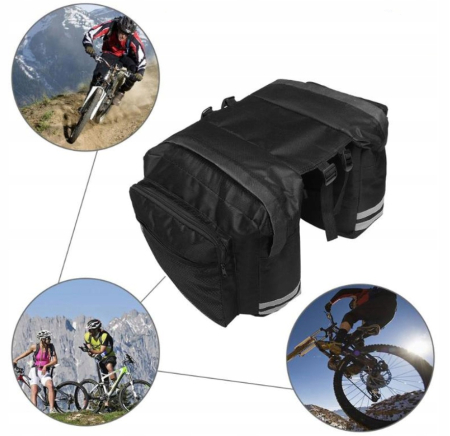 Geanta bicicleta spate 34x12x32 cm, 20L, poliester impermeabil, prindere pe portbagaj, negru [12]
