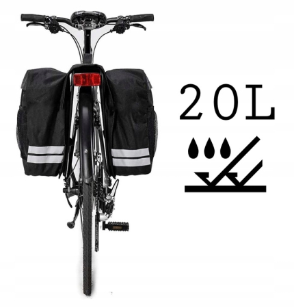Geanta bicicleta spate 34x12x32 cm, 20L, poliester impermeabil, prindere pe portbagaj, negru [10]
