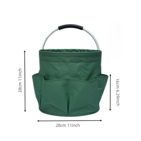 Geanta Cos pentru Scule de 17L, , Buzunare Exterioare, Cos de Picnic Portabil, Cos pentru Plaja, Cos pentru Curatenie, din Material Oxford 600 D, 28 x 28 x 28 cm, Verde [3]