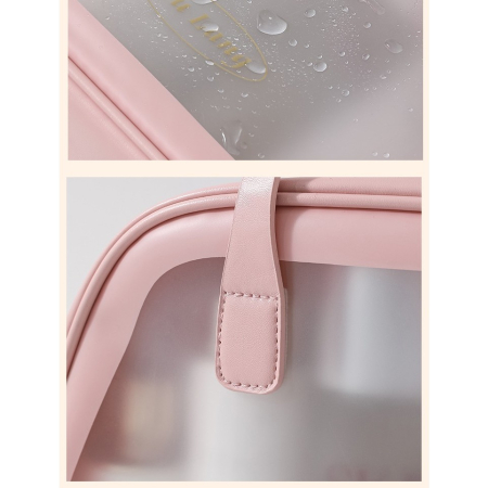 Geanta Cosmetice de Voiaj, , Dubla Compartimentare, Impermeabila, Translucida Mata, 35 x 22 x 15 cm, Roz [6]