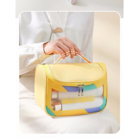 Geanta Cosmetice de Voiaj , Impermeabila, Translucida Mata, 22 x 16 x 14 cm, Galben [1]