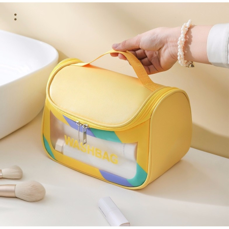 Geanta Cosmetice de Voiaj , Impermeabila, Translucida Mata, 22 x 16 x 14 cm, Galben [6]