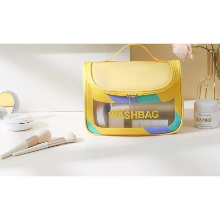 Geanta Cosmetice de Voiaj , Impermeabila, Translucida Mata, 22 x 16 x 14 cm, Galben [3]