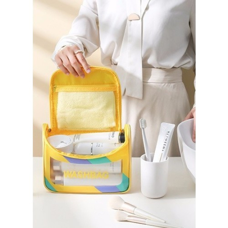 Geanta Cosmetice de Voiaj , Impermeabila, Translucida Mata, 22 x 16 x 14 cm, Galben [5]