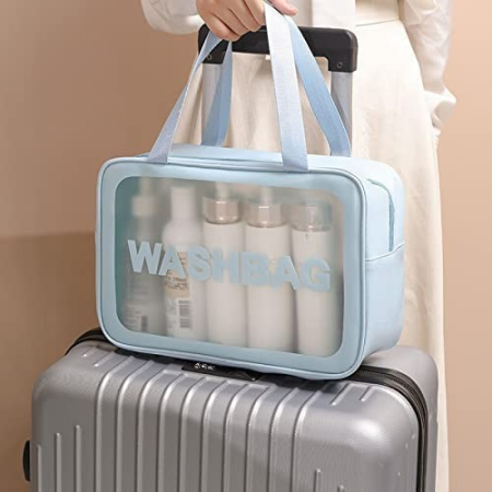 Geanta Cosmetice de Voiaj, , Impermeabila, Translucida Mata, 26 x 15 x 10 cm, Albastru [3]