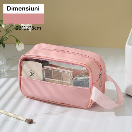 Geanta cosmetice , pentru voiaj sau organizare, 22 x 12 x 8 cm, roz [3]