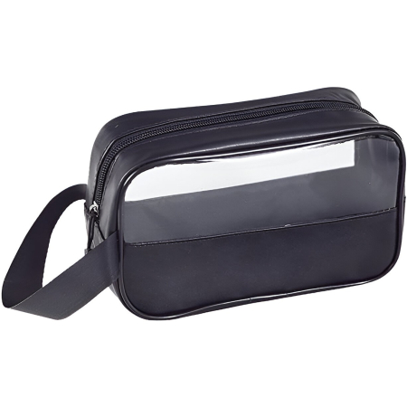 Geanta Cosmetice, , pentru Voiaj sau Organizare, Material PVC- Textil, Impermeabila, Portabila,22 x 12 x 8 cm, Negru [2]