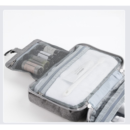 Geanta cosmetice voiaj, , material textil, impermeabil, Gri, 12.5 x 9 x 22 cm [3]