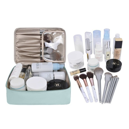 Geanta de Calatorie, , pentru Cosmetice si Articole de Toaleta, Material Impermeabil, 2 in 1, Portfard Interior Detasabil, 23 x 16 x 8 cm, Albastru [5]