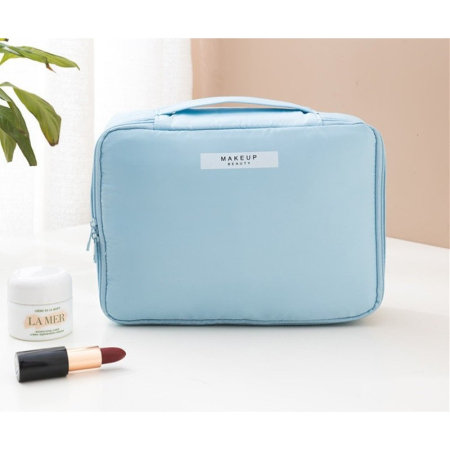 Geanta de Calatorie, , pentru Cosmetice si Articole de Toaleta, Material Impermeabil, 2 in 1, Portfard Interior Detasabil, 23 x 16 x 8 cm, Albastru [2]