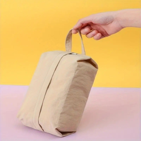 Geanta de Depozitare, , Pentru Haine Mici, Lenjerie, Sosete, Cosmetice, Impermeabila, cu Maner, 10x20x3 cm, Crem [3]