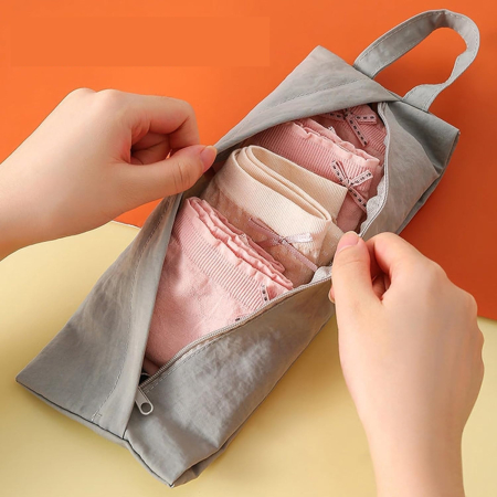 Geanta de Depozitare, , Pentru Haine Mici, Lenjerie, Sosete, Cosmetice, Impermeabila, cu Maner, 10x20x3 cm, Gri [2]