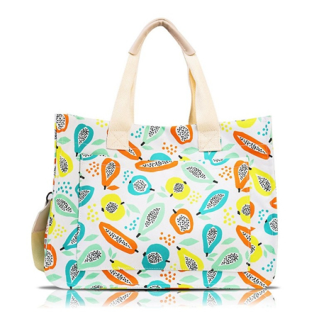 Geanta de Mana/Umar, Multifunctionala, , Inchidere cu Capsa, Imprimeu Fructe, Material Textil, 33.5 x 25 x 14.5 cm, Multicolor [3]