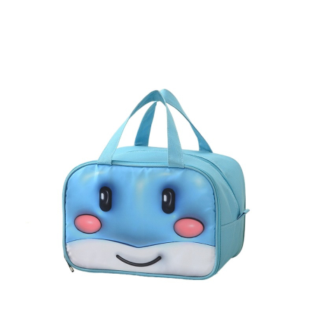✨TOATE PRODUSELE✨ - Geantă Frigorifică, , cu Desene Animat 3D, Portabilă pentru Copii, de Prânz, din Pânză Oxford, 27.5x18x20 cm, Model Balena, Albastru