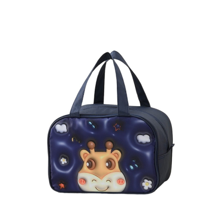 ✨TOATE PRODUSELE✨ - Geantă Frigorifică, , cu Desene Animat 3D, Portabilă pentru Copii, de Prânz, din Pânză Oxford, 27.5x18x20 cm, Model Cerb, Albastru