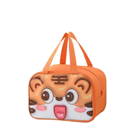 ✨TOATE PRODUSELE✨ - Geantă Frigorifică, , cu Desene Animat 3D, Portabilă pentru Copii, de Prânz, din Pânză Oxford, 27.5x18x20 cm, Model Tigru, Portocaliu
