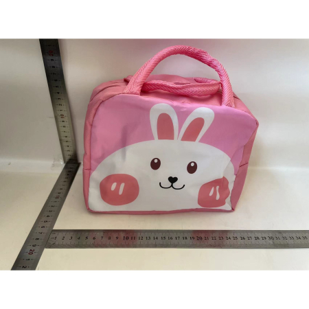 Geantă Frigorifică, , cu Desene Animat, Portabilă pentru Copii, de Prânz, din Pânză Oxford, 22x14x19 cm, Model Iepuras, Roz [1]