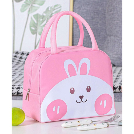 Geantă Frigorifică, , cu Desene Animat, Portabilă pentru Copii, de Prânz, din Pânză Oxford, 22x14x19 cm, Model Iepuras, Roz [5]