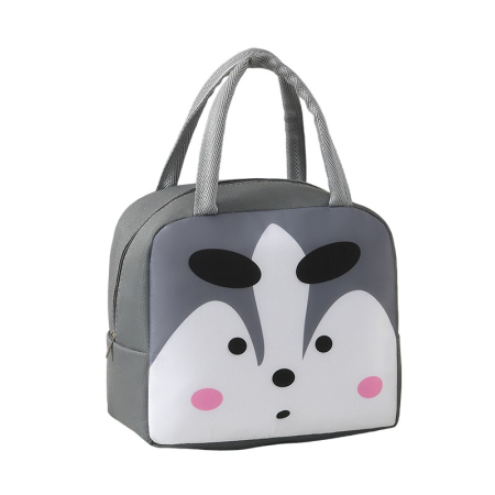 ✨TOATE PRODUSELE✨ - Geantă Frigorifică, , cu Desene Animat, Portabilă pentru Copii, de Prânz, din Pânză Oxford, 22x14x19 cm, Model Vulpe, Gri