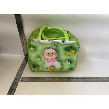 Geantă Frigorifică, , cu Desene Animate 3D, Portabilă pentru Copii, de Prânz, din Pânză Oxford, 23x13x19 cm, Model Ratusca, Verde [1]