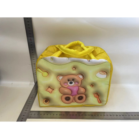 Geantă Frigorifică, , cu Desene Animate 3D, Portabilă pentru Copii, de Prânz, din Pânză Oxford, 23x13x19 cm, Model Ursulet, Galben [1]