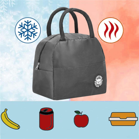 Geanta frigorifica cu izolatie termica pentru mancare, 21x10x23cm, gri [10]