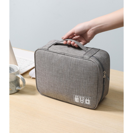 Geanta Organizatoare , Pentru Cabluri si Accesorii, Portabila, Impermeabila, 24,5 x 18 x10cm, Gri [4]