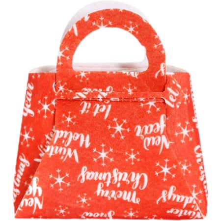 ✨TOATE PRODUSELE✨ - Geanta pentru Copii, , Pliabila, pentru Cadouri de Craciun, din Panza Netesuta, Merry Christmas, 13 x 12 x 6 cm, Rosu