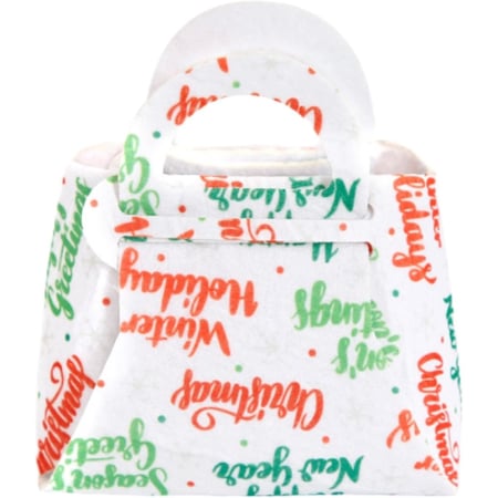 ✨TOATE PRODUSELE✨ - Geanta pentru Copii, , Pliabila, pentru Cadouri de Craciun, din Panza Netesuta, Mesaje de Craciun, 13 x 12 x 6 cm, Alb