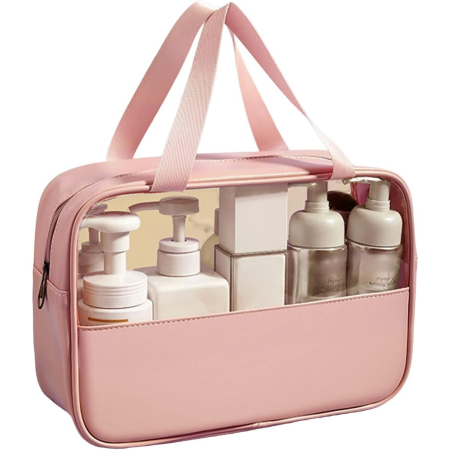 ✨TOATE PRODUSELE✨ - Geanta pentru cosmetice, , Geanta pentru Voiaj sau Organizarea produselor Cosmetice, Geanta pentru Machiaj, din PVC si PU, 26 x 15 x 10 cm, Roz