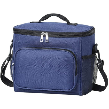 Geanta pentru Pranz, , Multifunctionala, Compartimentata, 2 Tipuri de Manere, Impermeabila, 26x24x17 cm, Albastru [3]