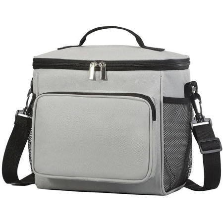 Geanta pentru Pranz, , Multifunctionala, Compartimentata, 2 Tipuri de Manere, Impermeabila, 26x24x17 cm, Gri [5]