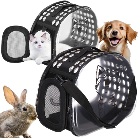 Geanta pentru transport animale de companie pisica sau catel, M, 42x26x32 cm, transparent [4]