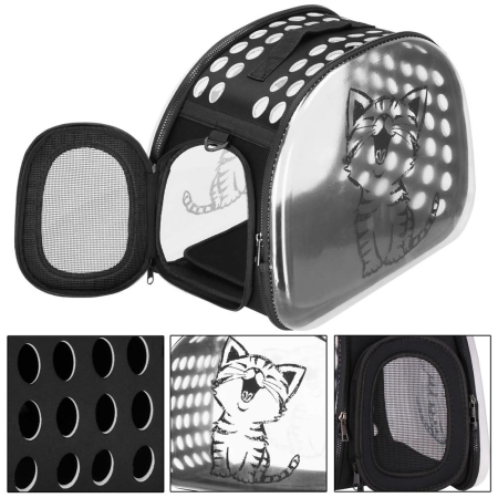 Geanta pentru transport animale de companie pisica sau catel, M, 42x26x32 cm, transparent [14]