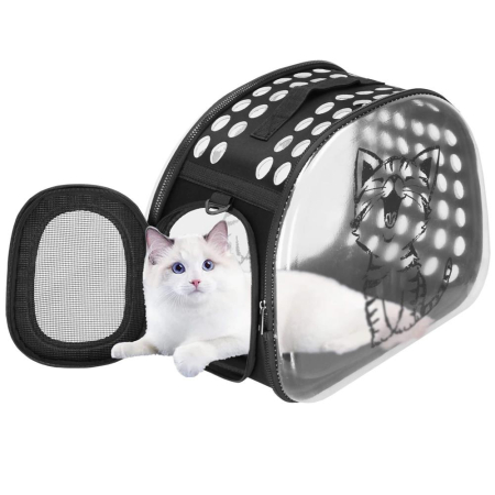 Geanta pentru transport animale de companie pisica sau catel, M, 42x26x32 cm, transparent [2]