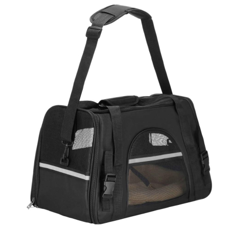 Disponibil livrare locker - Geanta pentru transport animale mici-medii, pentru caine si pisica, cu saltea, 27x44x25 cm, negru