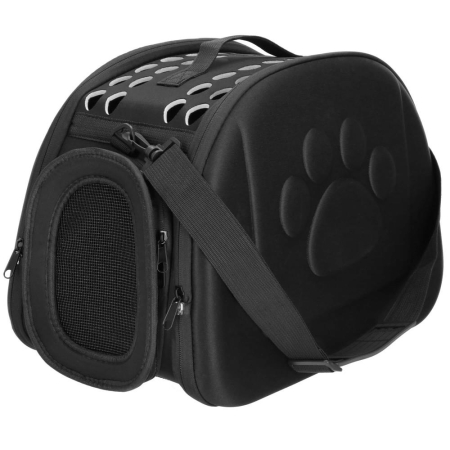 Geanta pentru transport animale mici-medii, pentru caine si pisica, pliabila, curea de umar, 25x45x37 cm, negru [7]