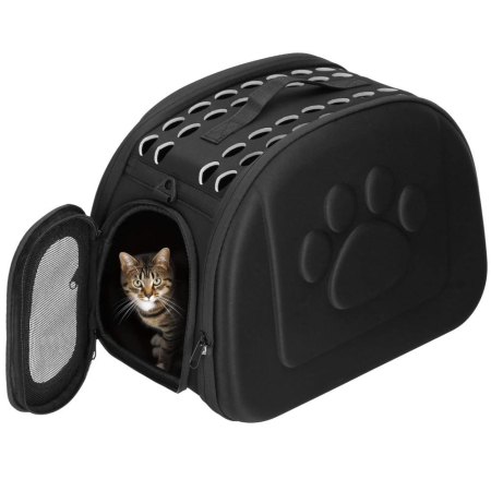 Geanta pentru transport animale mici-medii, pentru caine si pisica, pliabila, curea de umar, 25x45x37 cm, negru [2]
