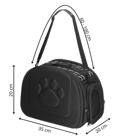 Geanta pentru transport animale mici, pentru caine si pisica, pliabila, curea de umar, 20x35x20 cm, negru [14]