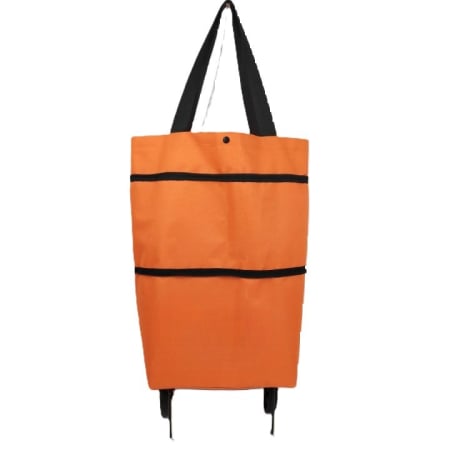 ✨TOATE PRODUSELE✨ - Geanta Pliabila, , 2 in 1, Carucior cu Roti, pentru Cumparaturi, 19 l, Portocaliu, Plastic, 39 x 46 x 12 cm