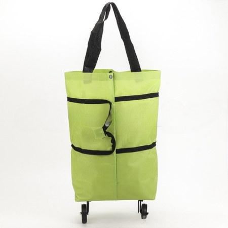 Geanta Pliabila, , 2 in 1, Carucior cu Roti, pentru Cumparaturi, 19 l, Verde, Plastic, 39 x 46 x 12 cm [7]