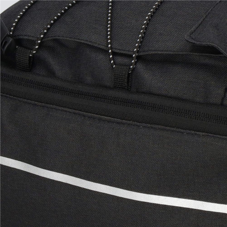 Geanta portbagaj bicicleta, 1 compartiment si 2 buzunare laterale, 38x14x16cm, negru cu elemente reflectorizante gri [7]